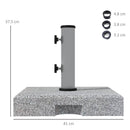 Base per Ombrellone da 28kg in Granito con Maniglia Estensibile e Rotelle 41x41x37.5cm Grigio