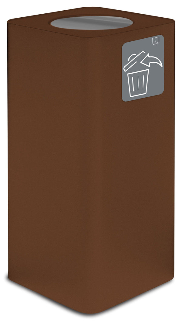 Poubelle de collecte 38x38xh80 cm en acier peint avec couvercle basculant marron online