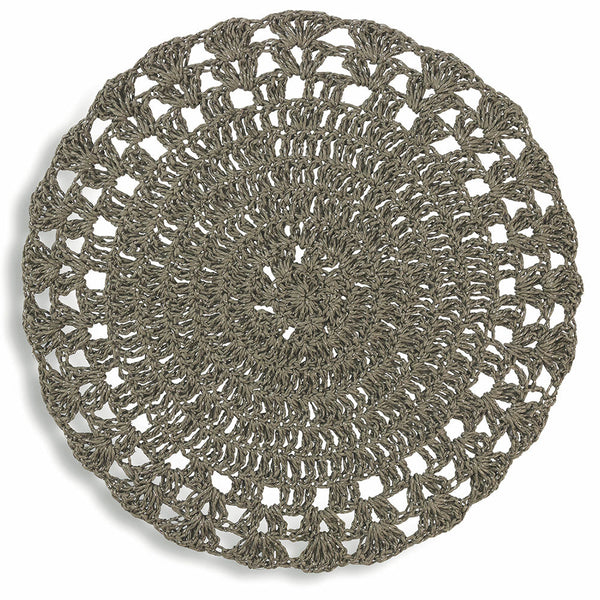 prezzo Lot de 6 sets de table ronds intissé Villa d'Este Crochet Gris