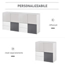 Armadietto Multiuso 2 Cassetti 3 Ante 80x38x80 cm in MDF  Grigio e Bianco