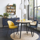 Set 4 Sedie Imbottite 49x52x79 cm in Velluto Blu e Oro