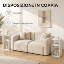 Set 2 Tavolini da Salotto Moderni 30x30x62,5 cm con Ripiano Aperto in Truciolato Bianco      