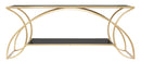 Tavolo da Caffé Sunshine 110x60x45 cm in Ferro e Specchio Oro e Nero