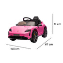 Macchina Elettrica per Bambini Porsche Taycan Turbo S 12V con Telecomando Bluetooth Luci LED e Tappetini Rosa   