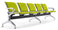 Banc de salle d'attente 5 places pour bureau avec coussin en acier et simili cuir argent/pistache
