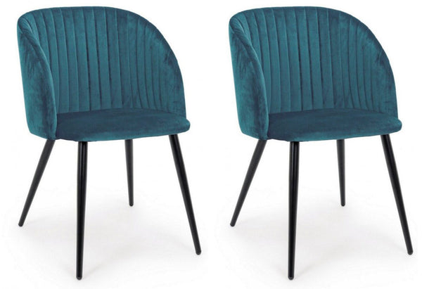prezzo Lot de 2 chaises 53x57x81,5h cm Queen Velours Bleu