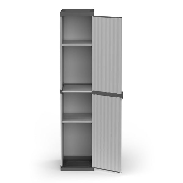 sconto Armoire d'extérieur 34x39,5x168 cm 1 porte 4 étagères en résine grise