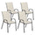 Set 4 Sedie da Giardino 54x71x93 cm Impilabili con Braccioli Curvi in Acciaio e Tessuto Traspirante Beige