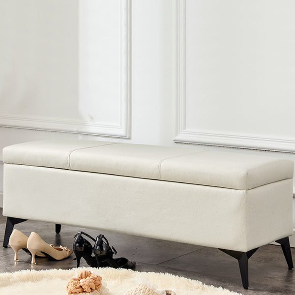 Cassapanca Contenitore Ecopelle Divano Panca Pouf con Piedini in Metallo Beige sconto