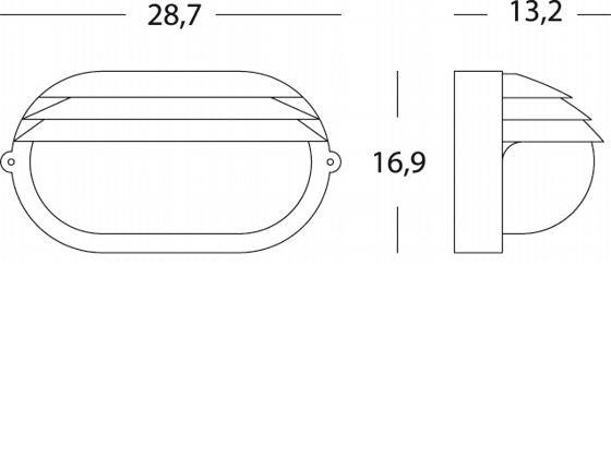 Lampada Applique Ovale Grande Colore Nero per Esterno Linea Palpebra Sovil