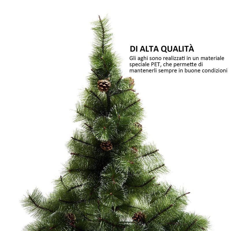 Albero di Natale Artificiale 150 cm 229 Rami con 35 Pigne 