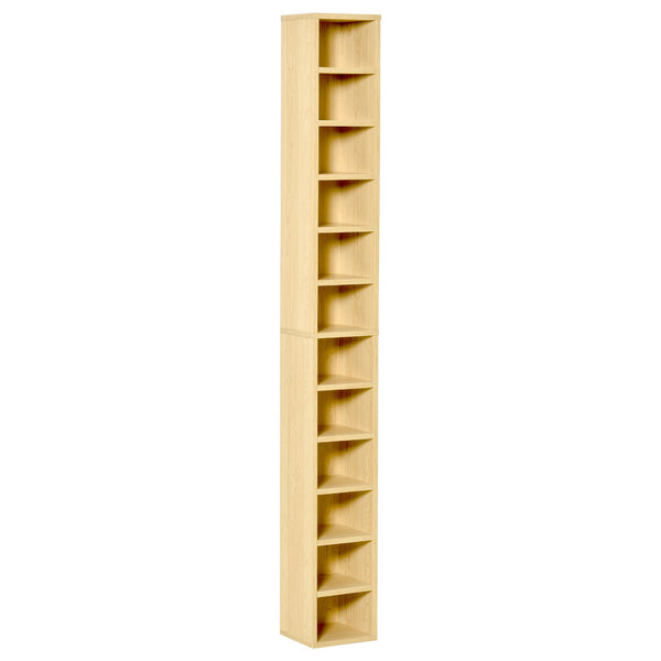 Mobile Libreria Porta CD a 12 Ripiani per 204 CD 21x20x175 cm in MDF e Truciolato Naturale sconto
