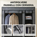Armadio in Tessuto Salvaspazio 110x45x175 cm con Barra Appendiabiti e 5 Ripiani Struttura in Acciaio Grigio      