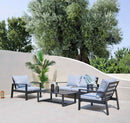 Set Salotto da Giardino Divano + 2 Poltrone + Tavolino in Alluminio Lisbona Antracite