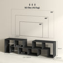 Mobile TV Modulabile 75" Max 134-180x30,5x44 cm con 2 Ripiani a L e Mensola Rettangolare in Legno Nero   