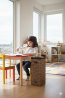 Pattumiera Per Raccolta Rifiuti 28x28xh70 cm in Cartone Con Stampa Grafica G1 Beige