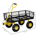 Carrello da Giardino 104x54x51 cm Capacità 200 kg con Pareti Laterali Rimovibili in Acciaio Nero e Giallo 