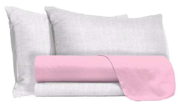 Ensemble de draps et taies d'oreiller en coton rose différentes tailles acquista