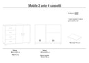 Madia 2 Ante 4 Cassetti 116x86x41 cm Cemento/Ossido Bianco