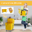 Secchio Lavapavimenti Professionale 20L con Mocio e Strizzatore Giallo      