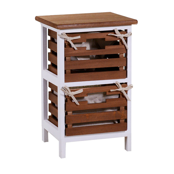 Commode 2 tiroirs en bois 30x27x47 cm Atena noyer et blanc online