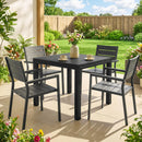 Tavolo da Giardino Allungabile 80-160x80x75 cm per 4-6 Persone con Piano a Doghe in Alluminio Nero      