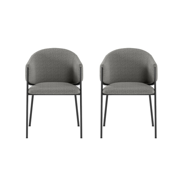 acquista Set 2 Sedie Medea 53x60x78 cm in Tessuto Easy-Clean Bouclé Grigio