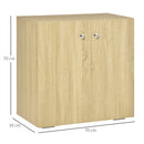 Mobiletto Multiuso 2 Ante 70x39x70 cm con Ruote in Legno