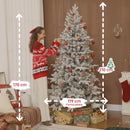 Albero di Natale Innevato Alto 210 cm con 1154 Rami Realistici e Base in Metallo Pieghevole Bianco      