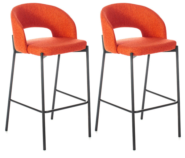Set 2 Sgabelli 52x50x89 cm in Tessuto Greta Arancio prezzo