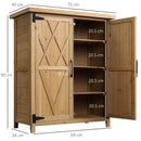 Armadio da Giardino 75x40x90 cm Porta Attrezzi con 2 Ante e 4 Scaffali Piano in Lamiera in Legno 