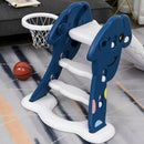 Scivolo per Bambini 146x68x68 cm con Canestro e Pallone Basket  Blu e Bianco