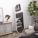 Specchio a Figura Intera da Terra 40x41x159 cm con Supporto Pieghevole in Vetro e Metallo Bianco  