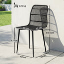Set 4 Pezzi Sedie da Pranzo per Esterni 46x51x84,5 cm con Schienale Fessurato in Metallo e PP Nero      