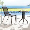 Set Salotto da Giardino 3 Pezzi con 2 Sedie e Tavolino Rotondo in Acciaio Nero  