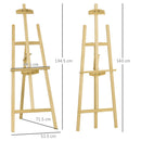 Cavalletto Treppiede da Pittura 51,5x71,5x134,5 cm in Legno di Pino Naturale   