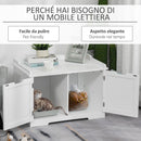 Lettiera per Gatti a 2 Ante con Portaoggetti Laterale 88,5x48x51,5 cm Bianca