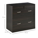 Cassettiera Portadocumenti 74x42x72 cm 2 Cassetti con Chiavi in Truciolare Noce