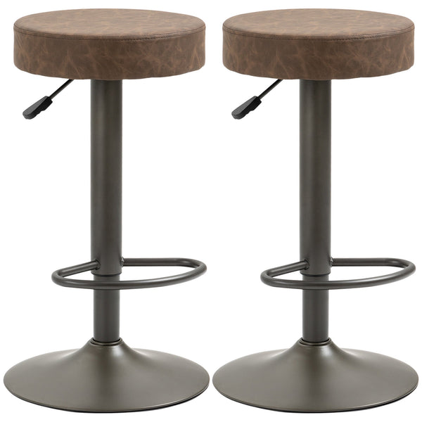 Lot de 2 tabourets de bar 35x36x64-85 cm avec repose-pieds en simili cuir marron acquista