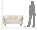 Divano Venice Crema 136x66x78 cm in Legno Spugna e Poliestere e Metallo Oro