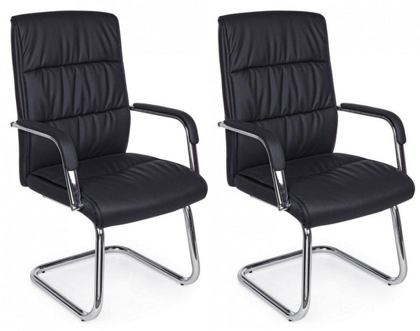 Set 2 Sedie Poltrone Attesa 58x60,5x101,5h cm da Ufficio Sydney Nero prezzo