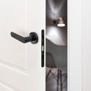 Maniglie Bunbury per Porta da Interno con Rosetta Ø50 mm Alluminio Nero 5 Sets. Emuca