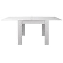 Tavolo da Pranzo Quadrato Allungabile 90x90 in Legno Bianco con Apertura a Libro