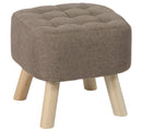 Pouf in Tessuto e Legno Massello 40x40x40H cm Fumer Ruben Marrone