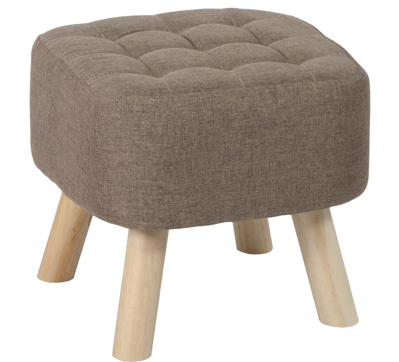 Pouf in Tessuto e Legno Massello 40x40x40H cm Fumer Ruben Marrone