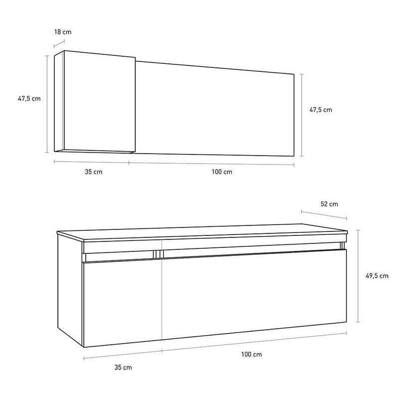 Mobile da Bagno sospeso Bali 01C Bianco Lucido Laccato TFT