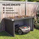 Garage Aperto 108x86x62.5 cm per Attrezzi e Tagliaerba con Tetto Inclinato in Acciaio Grigio Scuro      