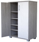 Mobile Scarpiera 2 Ante 5 Ripiani 60x36x89,7 cm in Legno Grigio e Bianco