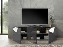 Mobile TV Moderno 3 Ante con Serigrafie e Specchi Vittoria 180,5x40,5x56,5 cm Grigio Laccato Lucido