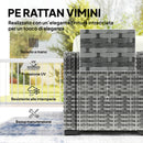 Set 6 Pezzi >Salotto da Giardino con Divano Modulare Tavolino e Cuscini in Rattan e Acciaio Grigio      